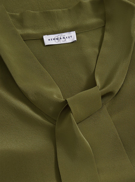 Green Silk Tie Blouse